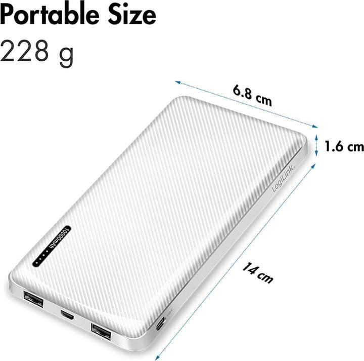 Produktbild LogiLink POWERBANK PA0316, 10.000mAh, 2-fach USB-A Ausgang (10000 mAh, 12 W, 12 Wh)