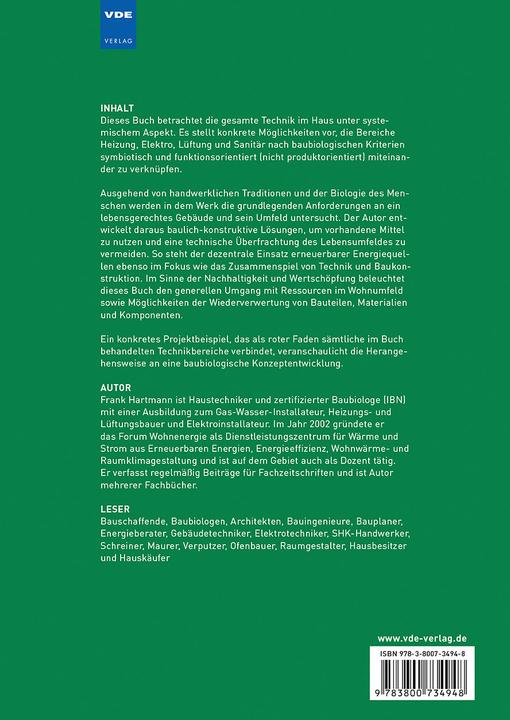 Produktbild Baubiologische Haustechnik (Deutsch, Frank Hartmann, 2014)