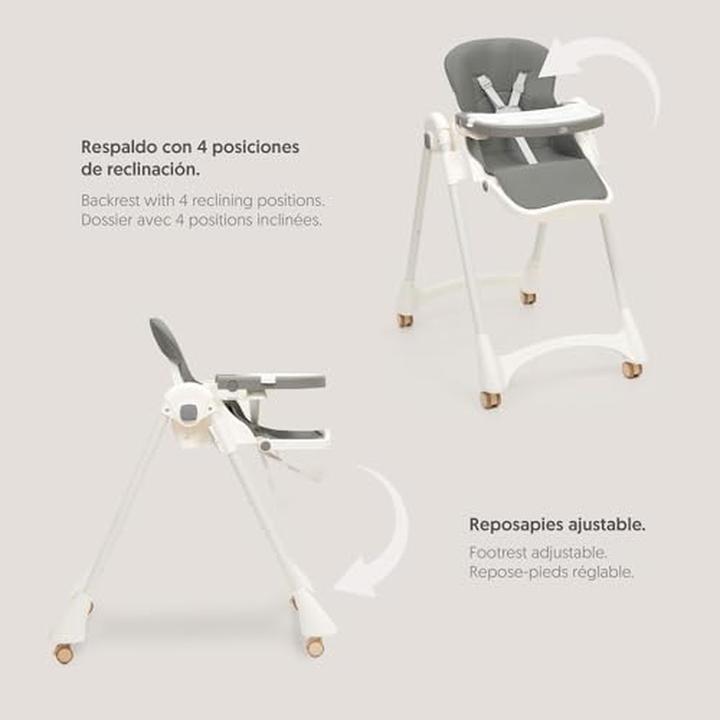 Productafbeelding Interbaby Evolutiver Klappbarer Kinderstuhl mit verstellbarer Rückenlehne, Beinen und Tablett, Sicherheitsgurt (Kinderstoel)