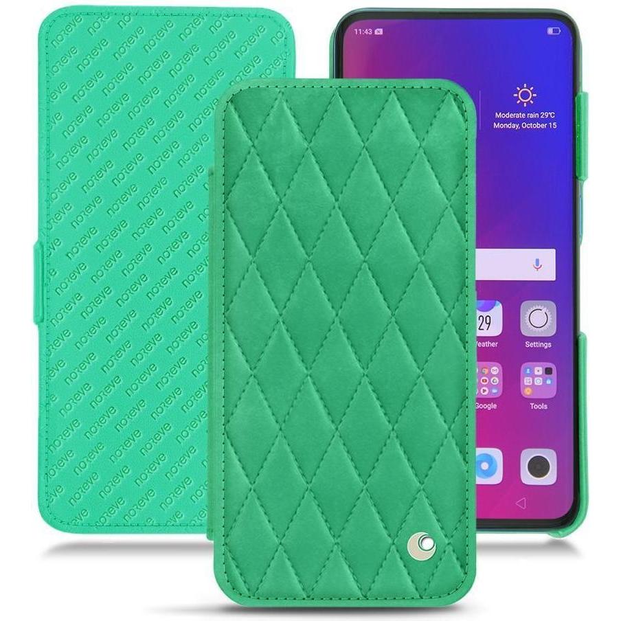 Noreve Lederschutzhülle horizontal (Oppo Find X), Smartphone Hülle, Grün