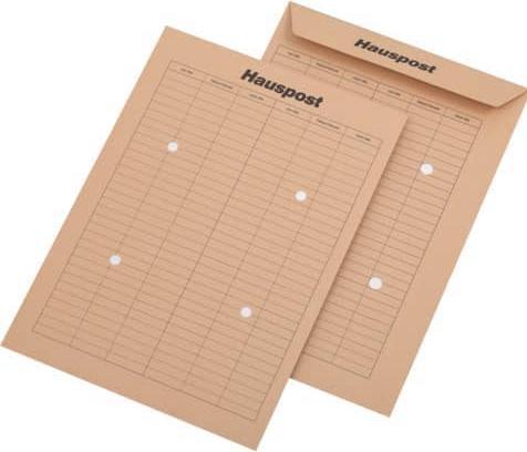 Mailmedia Home mail envelope, brown, B4, ungummed with table print and 4 viewing holes (39204-7)