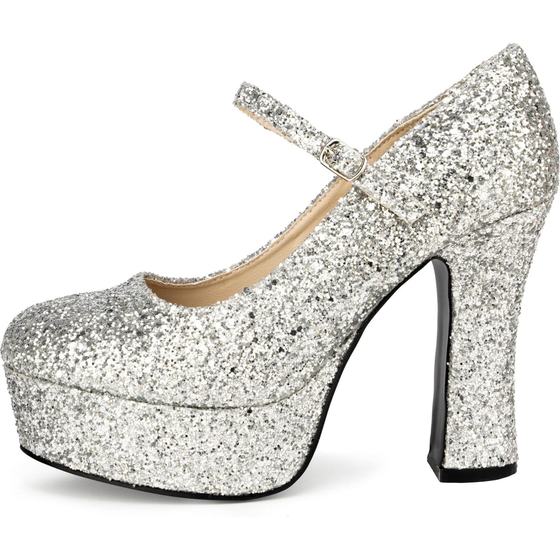 Maskworld Plateau Schuhe glitter-silber