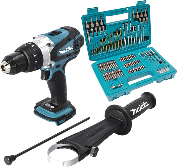 Produktbild Makita DHP 458 Z Akku Schlagbohrschrauber 18 V 91 Nm + 102 tlg. Bit Bohrer Set - ohne Akku, ohne (Akkubetrieb)