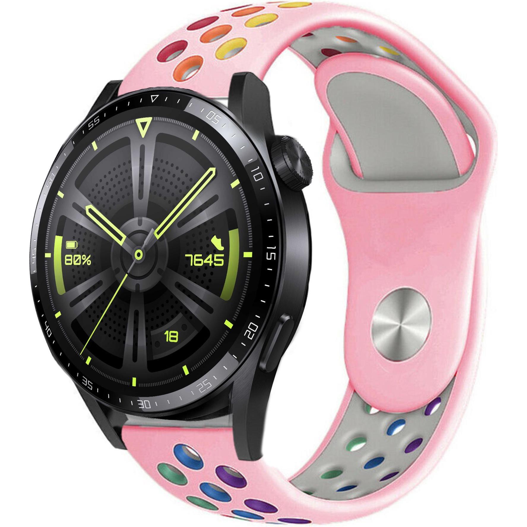 Strap-it Sportarmband (22 mm, Silikon), Uhrenarmband, Rosa, Mehrfarbig