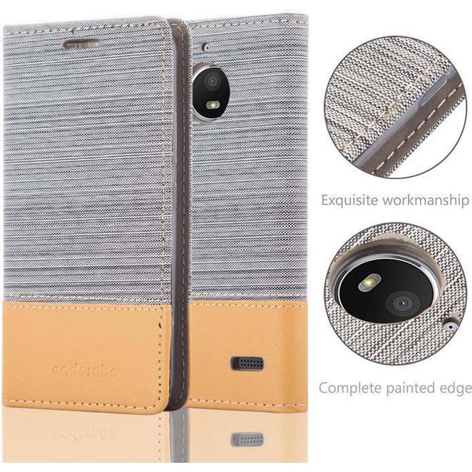 Thumbnail - Cadorabo Jeans Optik (Motorola Moto E4), Smartphone Hülle, Grau, Braun