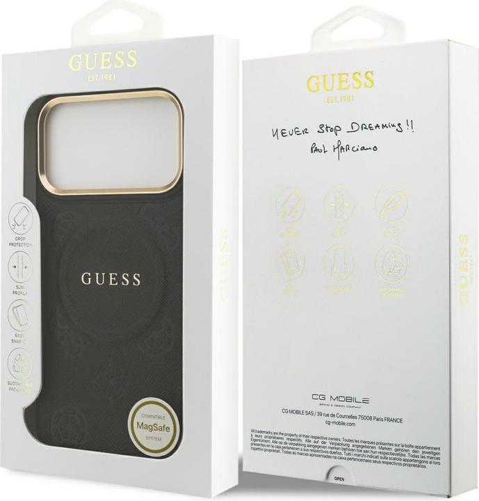 Produktbild Guess PU Leather Peony Pattern Case für Apple iPhone 17 Pro Max - black (Apple iPhone 17 Pro Max)