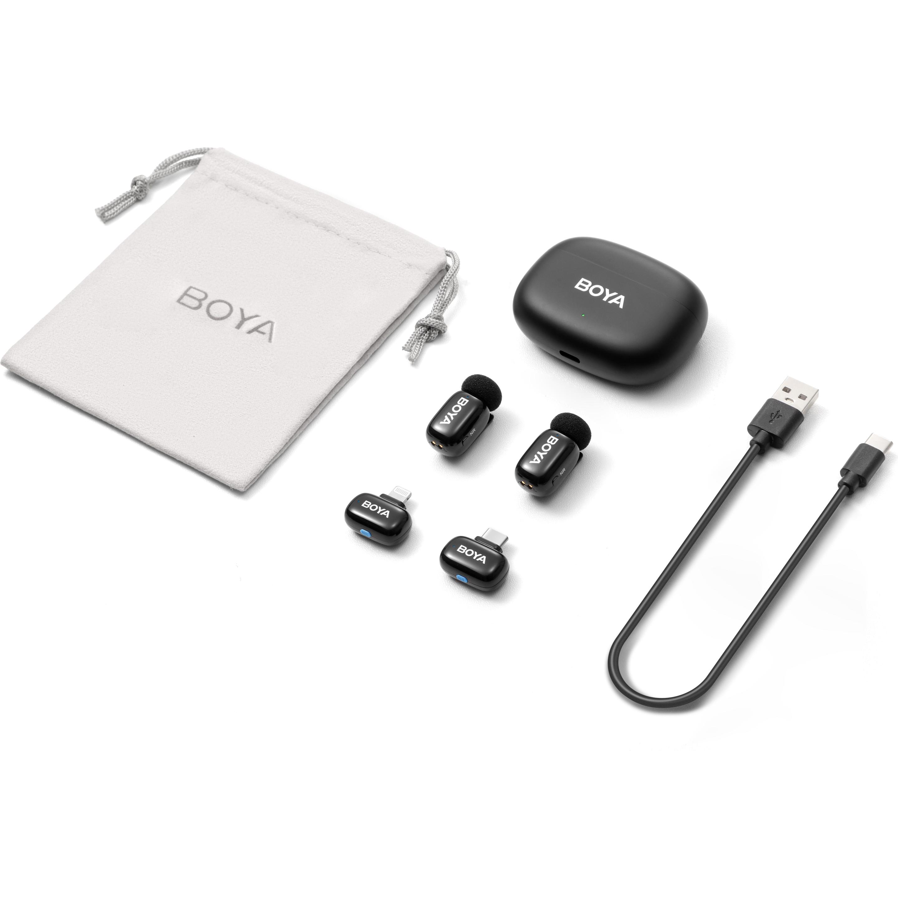 Boya Mini 2-01 (Black) 1x RX USB-C + 1x RX Lightning + 2x TX, Microfono