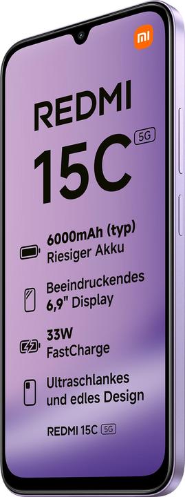 Produktbild Xiaomi Redmi 15C 5G Dual Sim 4GB RAM 128GB - Dusk Purple (128 GB, Dusk purple, 6.90", Dual SIM, 5G)
