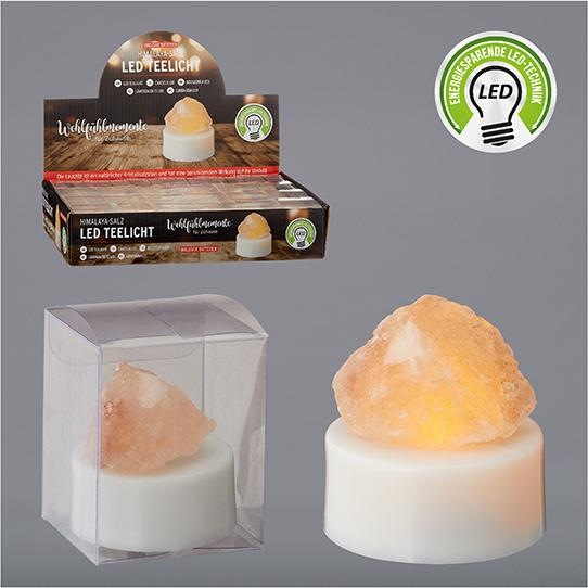 Produktbild G. Wurm Teelicht Himalaya aus PP/Salzstein Gelb (B/H/T) 4x5x4cm 24 Stk. im Displaybox (24 x)