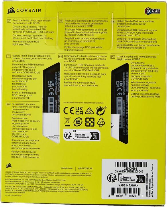 Produktbild Corsair Vengeance (2 x 32GB, 5200 MHz, DDR5-RAM, DIMM)