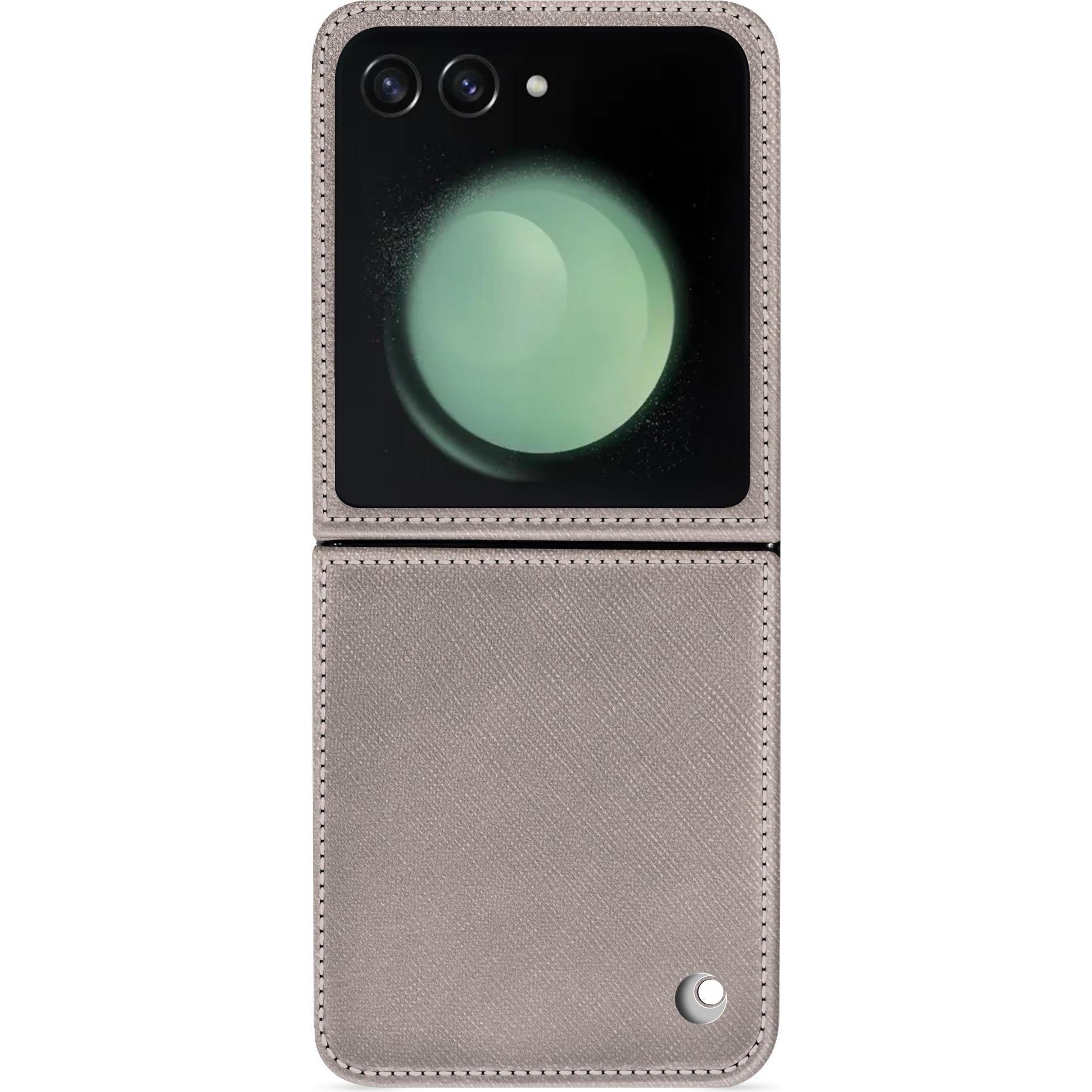 Noreve Lederschutzhülle Samsung Galaxy Z Flip5 (Samsung Galaxy Z Flip5), Smartphone Hülle, Beige