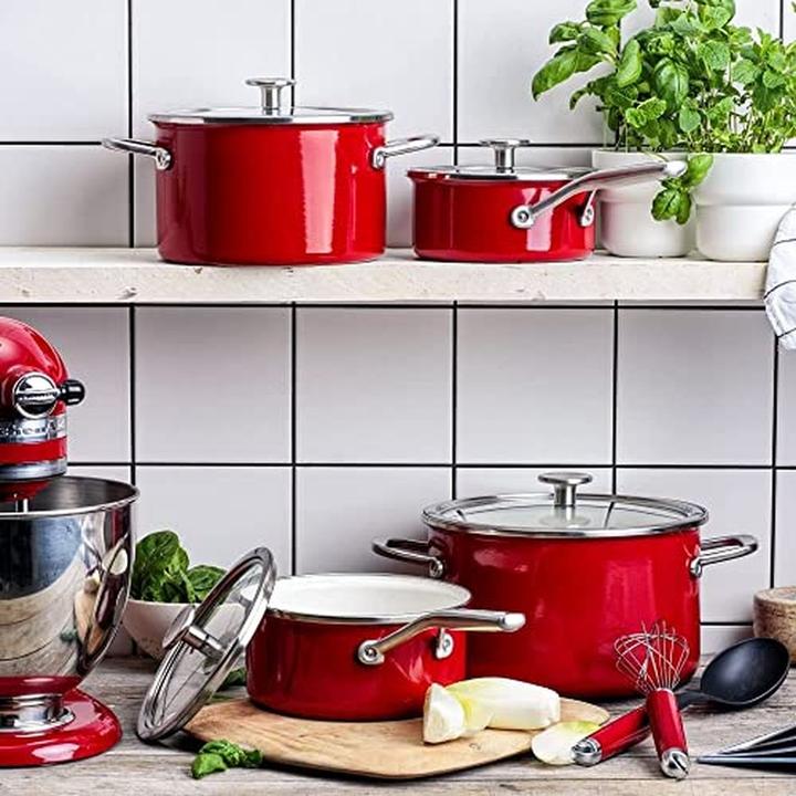 Produktbild KitchenAid 3(8)pc: Cvd Cass 20+24cm+cvd Sauc16cm+Whis+Spo (Pfannenset + Topfset, Stahl)