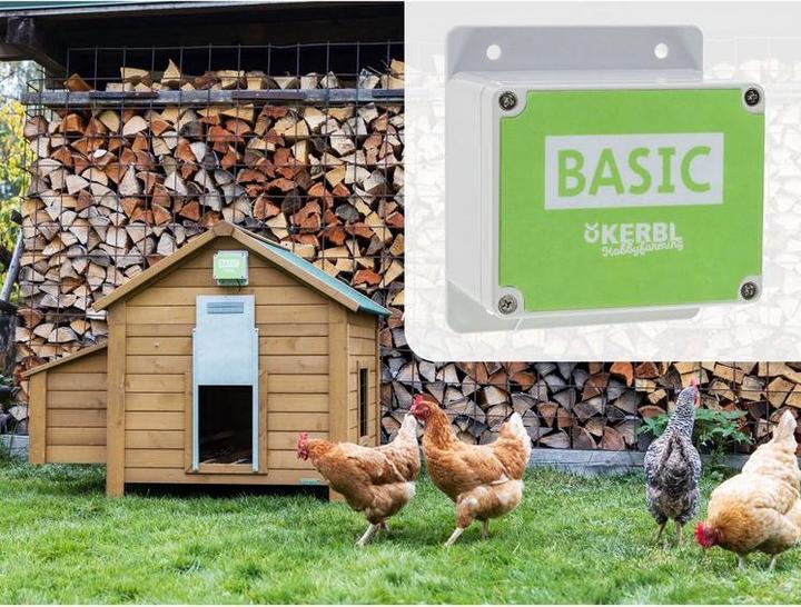 Produktbild Kerbl Basic automatische Hühnertür, Türöffnung, Türöffner für Hühnerstall, Hühnerhaus, mit Lichtsens
