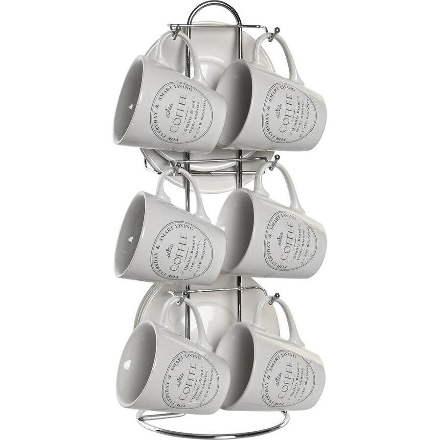 DKD Home Decor, Set di stoviglie, Satz mit Tassen- und Tellern gut 90 ml 8 x 6 x 6 cm 11 x 11 x 2 cm (6 pz.)