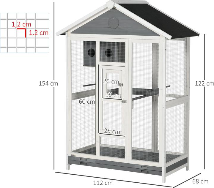 Image du produit PawHut Cage à oiseaux avec perchoir, toit en asphalte