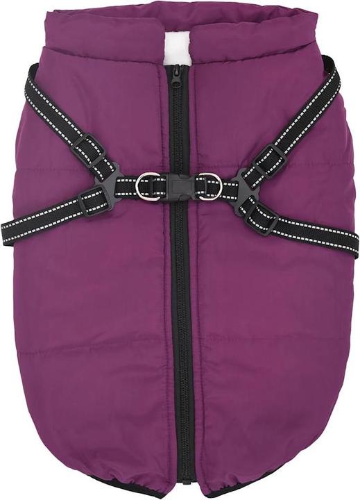 Actual product image vidaXL Dog coat with harness Waterproof Reflective Purple (44, Dog coat)