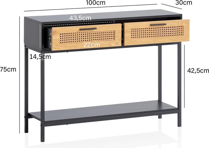 Actual product image Wohnling Black (100 x 30 x 75 cm)