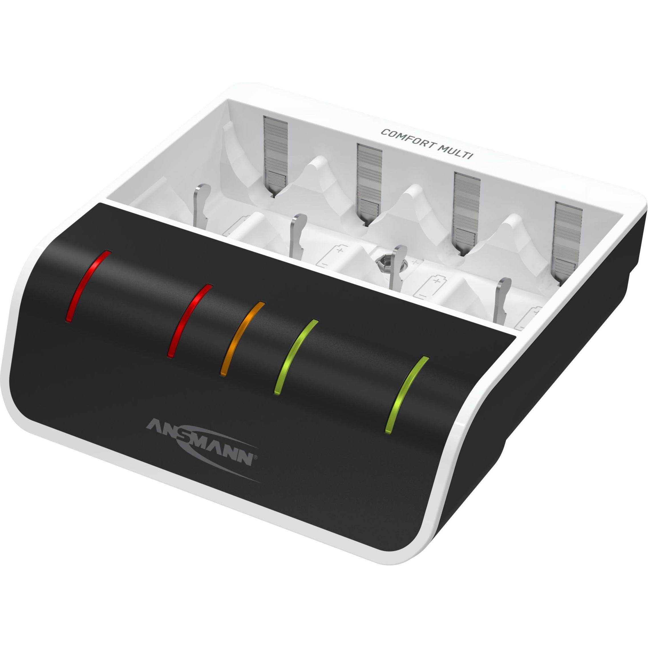 Ansmann Comfort Multi Ladegerät (1 Stk., C, D, AAA, AA, 800 mAh, Ladegerät inkl. Akku), Akku Ladegerät