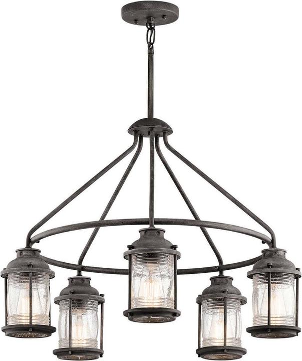 Elstead Lighting Ashland Bay outdoor chandelier E27 5-light weathered zinc IP44 (66.30 cm)