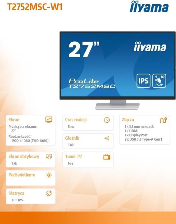 Produktbild iiyama ProLite T2752MSC-W1 (1920 x 1080 Pixel, 27")