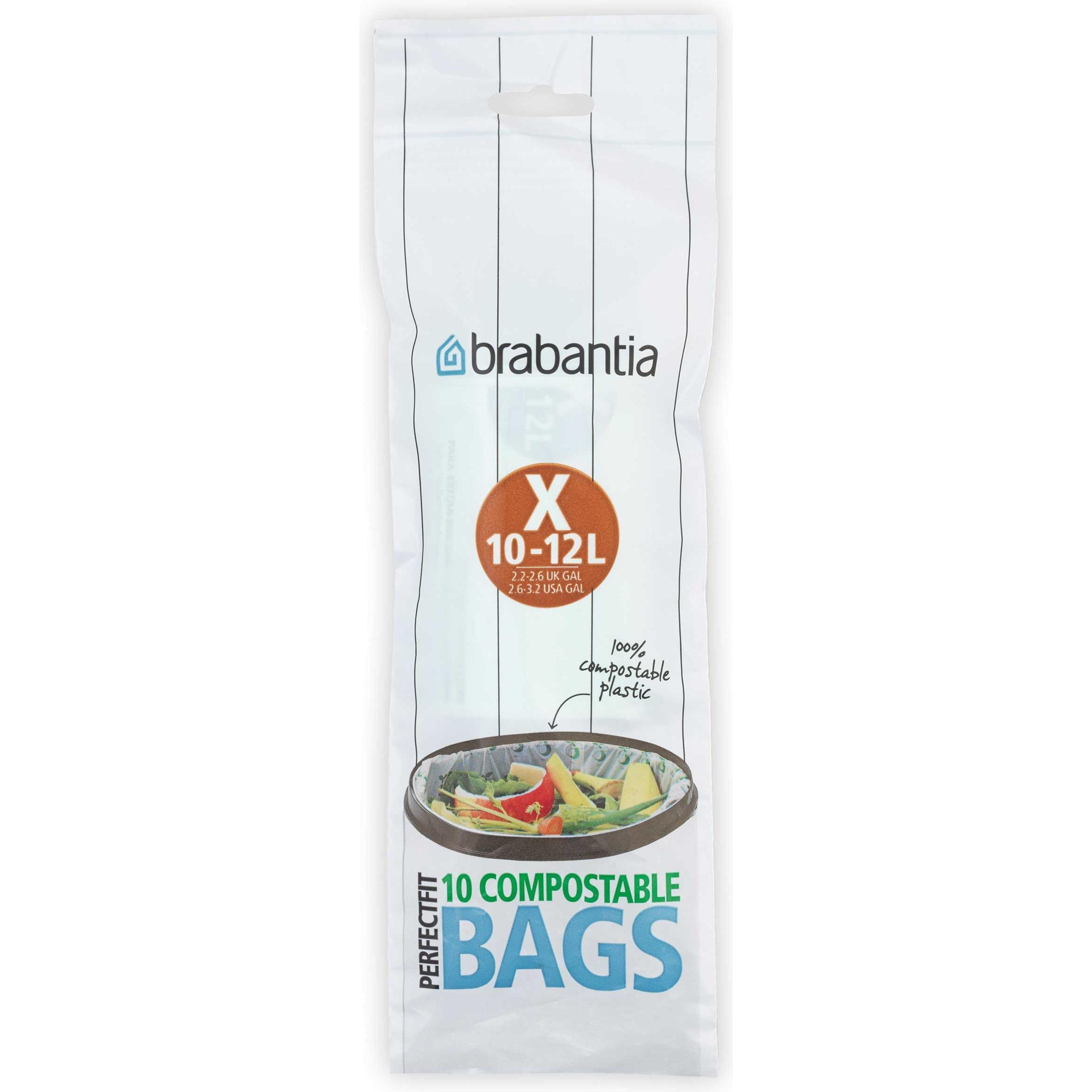 Brabantia PerfectFit bin liners compost. Tipo X, 12 L, 10 pezzi., Sacchetti spazzatura, Verde