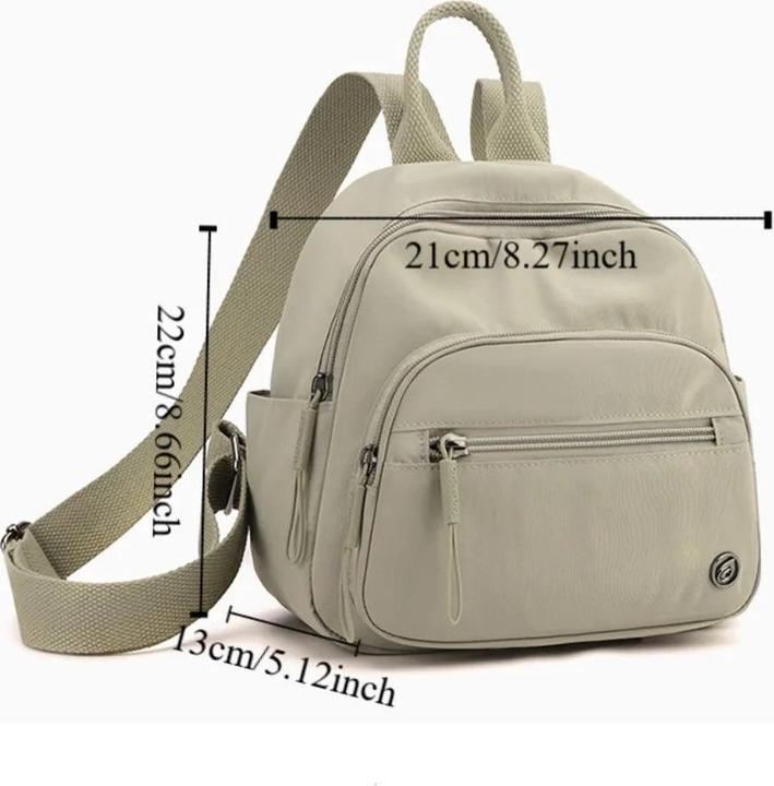 Produktbild Only-Bags.Store Tragbarer Nylonrucksack, einfarbiger wasserdichter Rucksack mit mehreren Taschen, lässiger