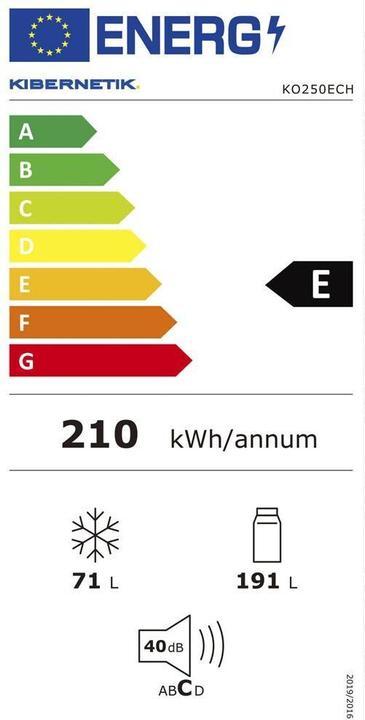 Label énergétique Kibernetik KO250 (262 l)