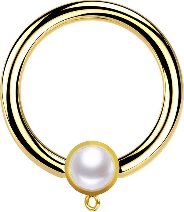 Actual product image Star Piercing Micro Closure Ring gold-plated with cylinder pearl white Ring for pendant (without brass, Surgical steel 316L)