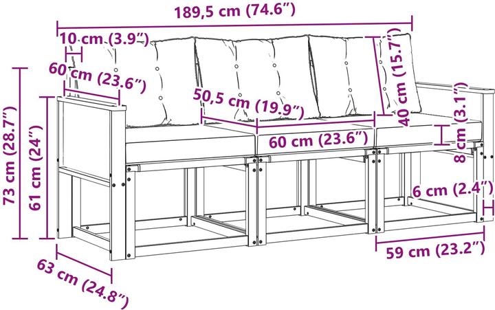 Produktbild vidaXL Outdoor-Sofa