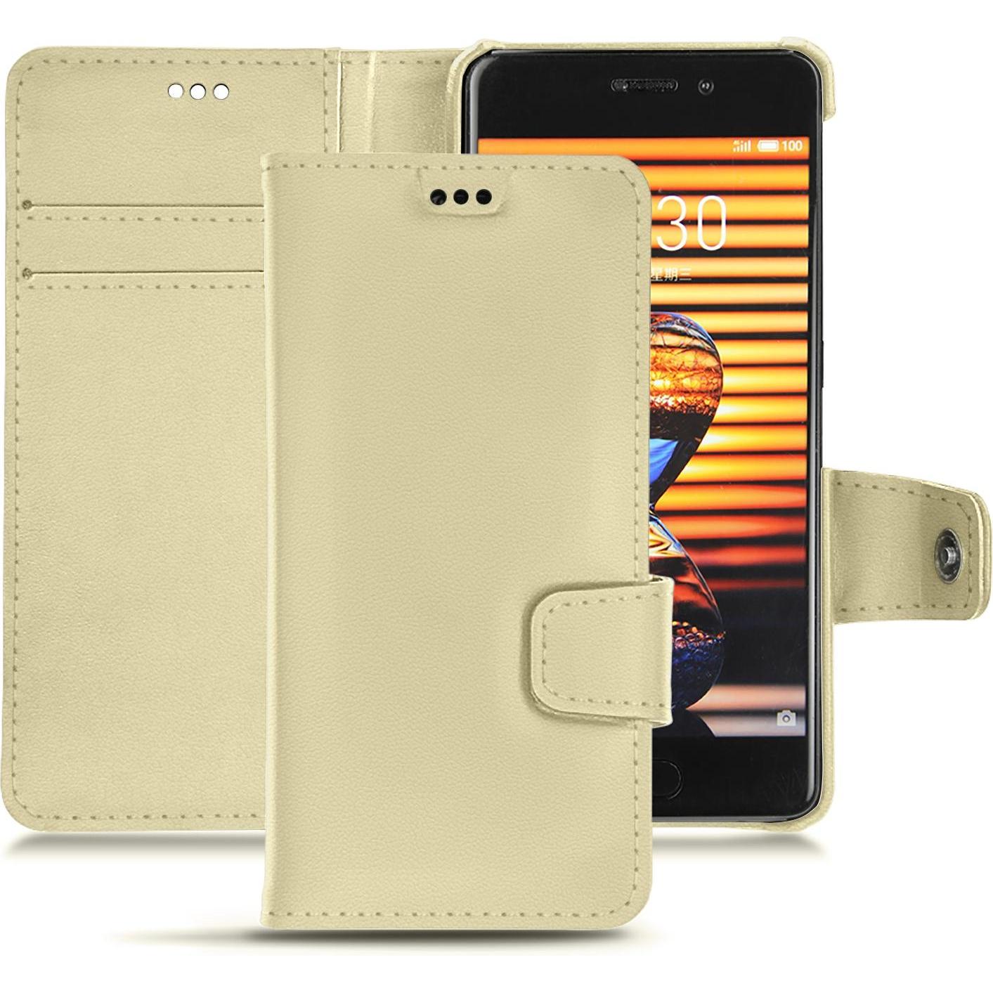 Noreve Lederschutzhülle Wallet (Meizu Pro 7 Plus), Smartphone Hülle, Beige