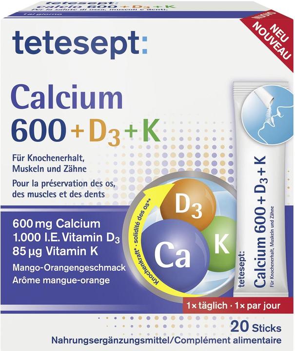 Produktbild Tetesept Calcium 600+D3 Direktstick (20 Stück, Pulver, 67 g)