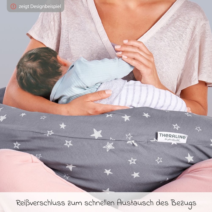 Actual product image Theraline Nursing pillow "The Original" with micro pearl filling incl. cover 190 cm (40 cm)
