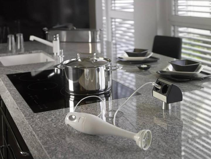 Productafbeelding Evoline 93022055 Meervoudige wandcontactdoos zonder schakelaar 2-voudig zwart, zilver zonder stekker 1pc. (2 x, 2.50 m)