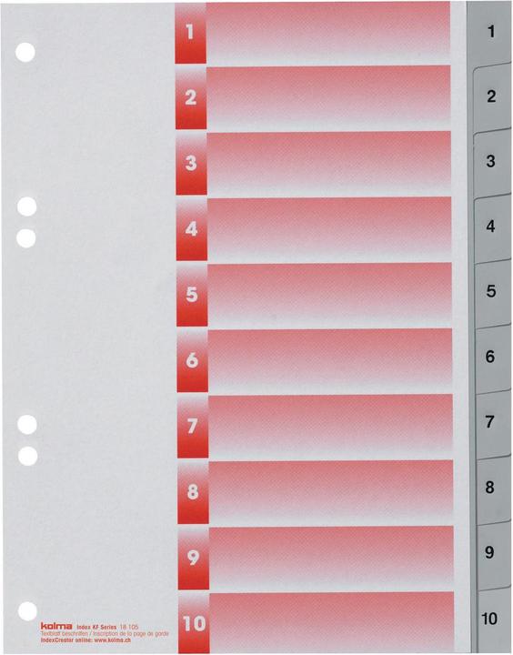 Kolma Registro A5 forte 1-10 10 pezzi grigio