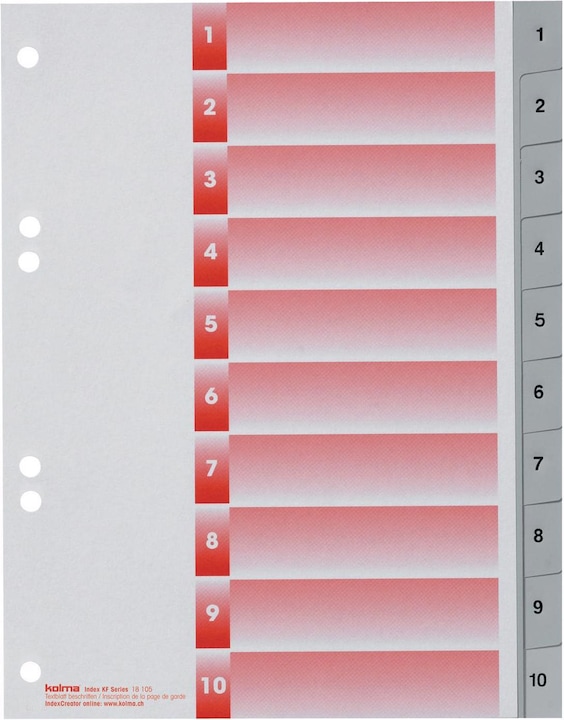 Kolma Register A5 strong 1-10 10-teilig grau
