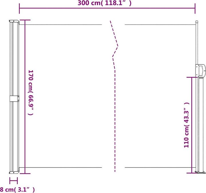 Actual product image vidaXL Extendable side awning (1 m)