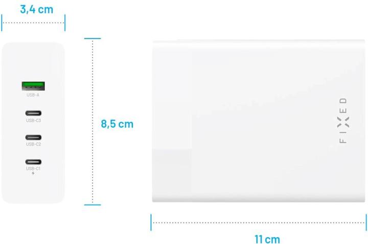 Actual product image Fixed Charging station 3xUSB-C/1xUSB, GaN, PD 3.0 support, 200W, white (200 W, 4 ports)