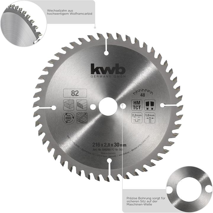 Produktbild kwb 588265 Kreissägeblatt 216 x 30mm 1St.