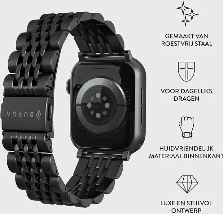 Actual product image Burga Apple Watch Metal Band - Chic Royal - Black - 38mm / 40mm / 41mm (Stainless steel)
