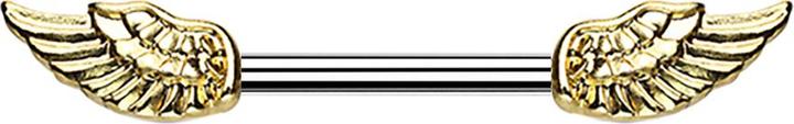 Produktbild Star Piercing Barbell Barbell vergoldet mit Engelsflügel (Messing, Chirurgenstahl 316L)