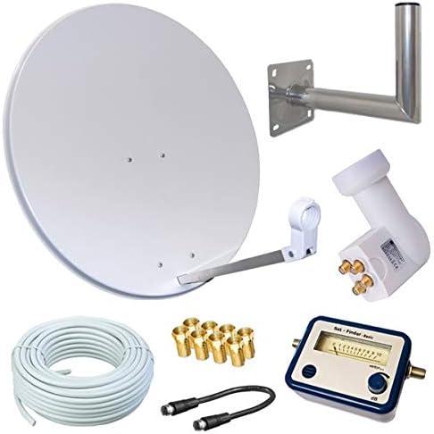 Opticum Satellitenanlage mit Quad LNB und Zubehör-Set