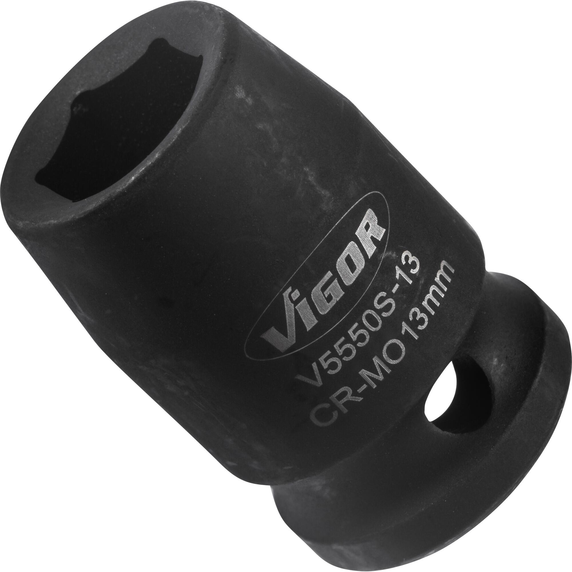 Vigor, Steckschlüssel + Stecknuss, Kraftsteckschlüssel kurz 1/2" SW 13 (13 mm)
