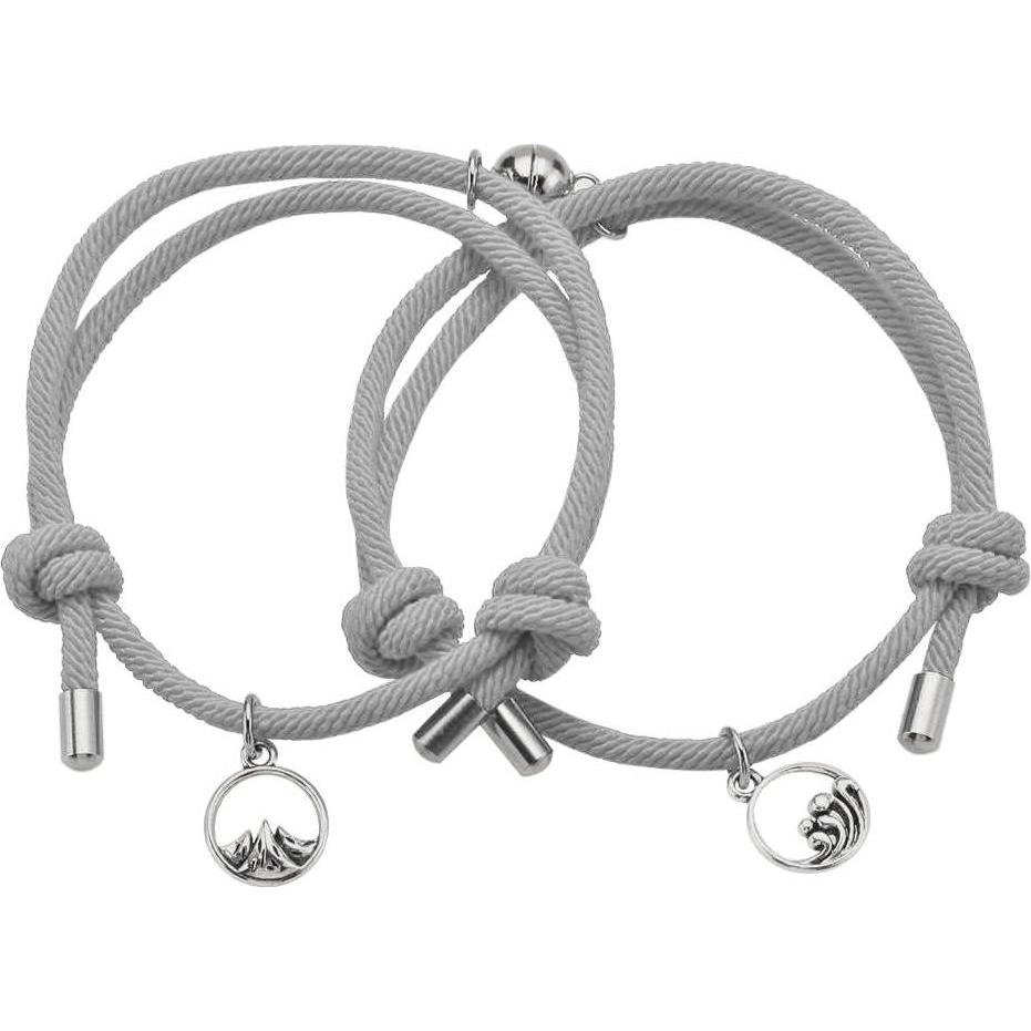 JTI, Armschmuck, Paar Armband mit Magnet - Grau, (Polyester)