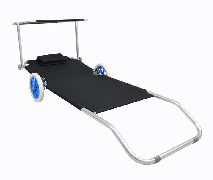 Productafbeelding VCM Ligstoel met wieltjes en zonnekap (165 cm)