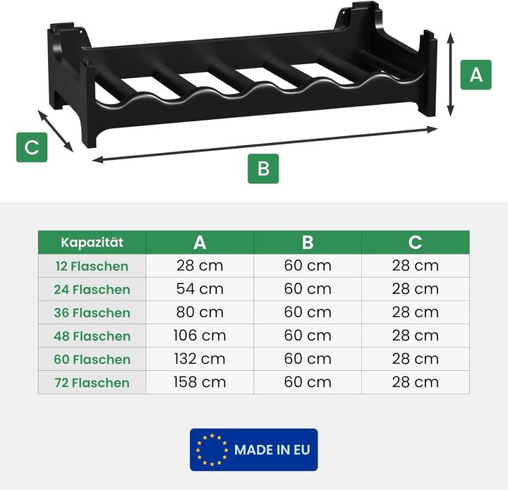 Produktbild Artecsis Modulares Weinregal (60 x 28 x 132 cm, 60 Flaschen)