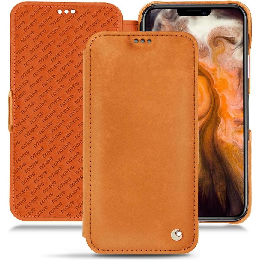 Noreve Lederschutzhülle horizontal (Apple iPhone 11 Pro Max), Smartphone Hülle, Orange