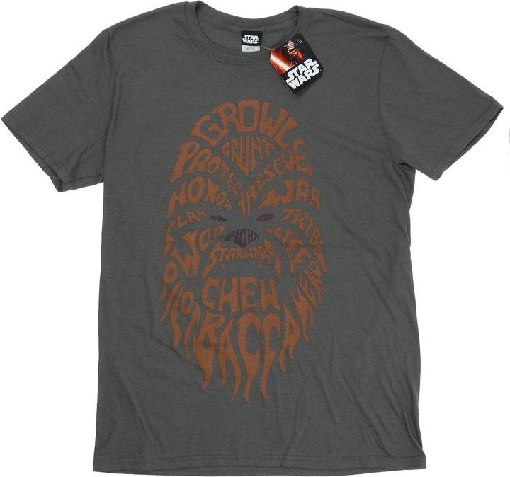 Actual product image Star Wars Mens Chewbacca Text Head T-Shirt (3XL)
