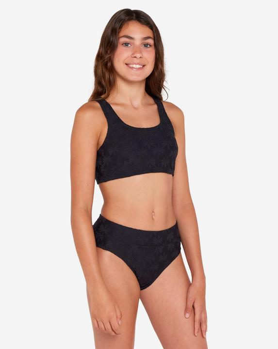 Actual product image Olaian Bikini Surfen Mädchen Bustier hoher Taillenbund 500 Lao Miami schwarz