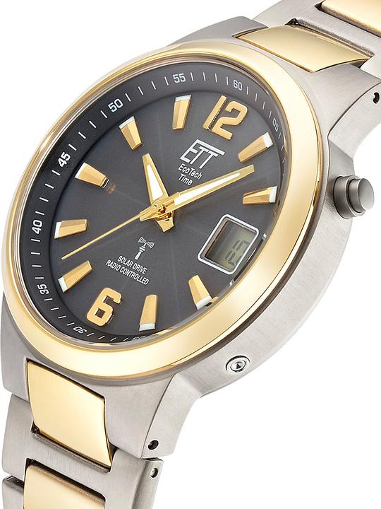 Actual product image ETT EGT-11468-21M Solar Drive Radio Controlled Watch Everest II Titanium Men's Watch 41mm 5ATM (Analogue wristwatch, Radio-controlled clock, 41 mm)