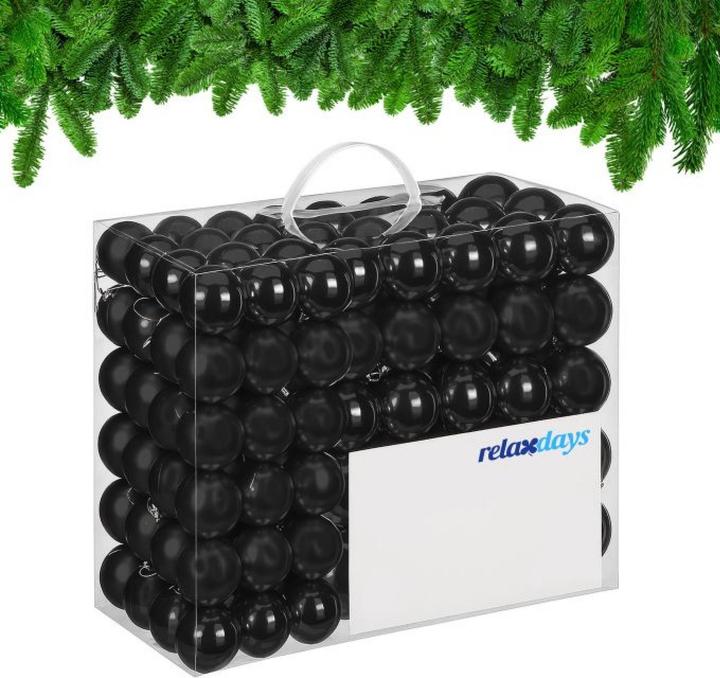 Productafbeelding Relaxdays - Weihnachtskugeln 100er Set, Schwarz/ Silber, 7 x 6 cm (100 -Part)